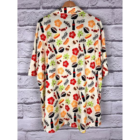 SAN FRANCISCO GIANTS Men's XL Novelty‎ Coca-Cola Hotdog Hawaiian Button Shirt - Picture 3 of 6